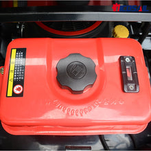 Fuel tank detail with screw cap and gauge, red and black