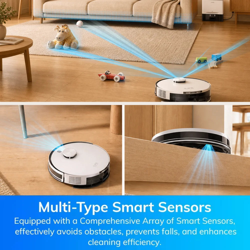 ILIFE A30 Pro lifestyle robot vacuum with smart sensor path