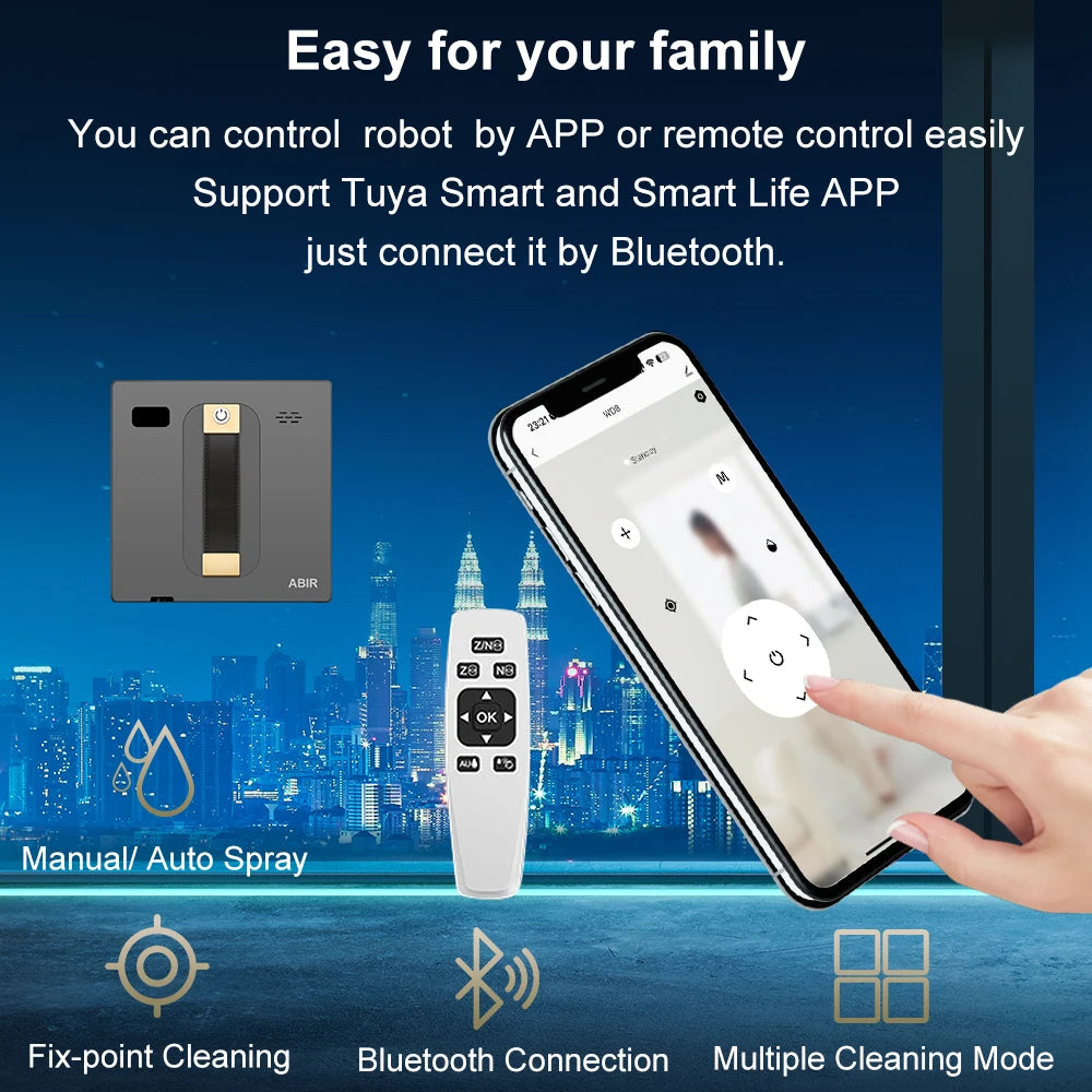 ABIR WD8 lifestyle shot, app control via Bluetooth connection