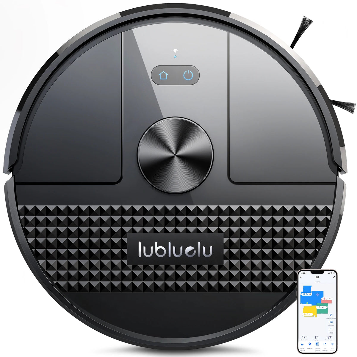 Lubluelu SL68 robot vacuum front view black with control panel