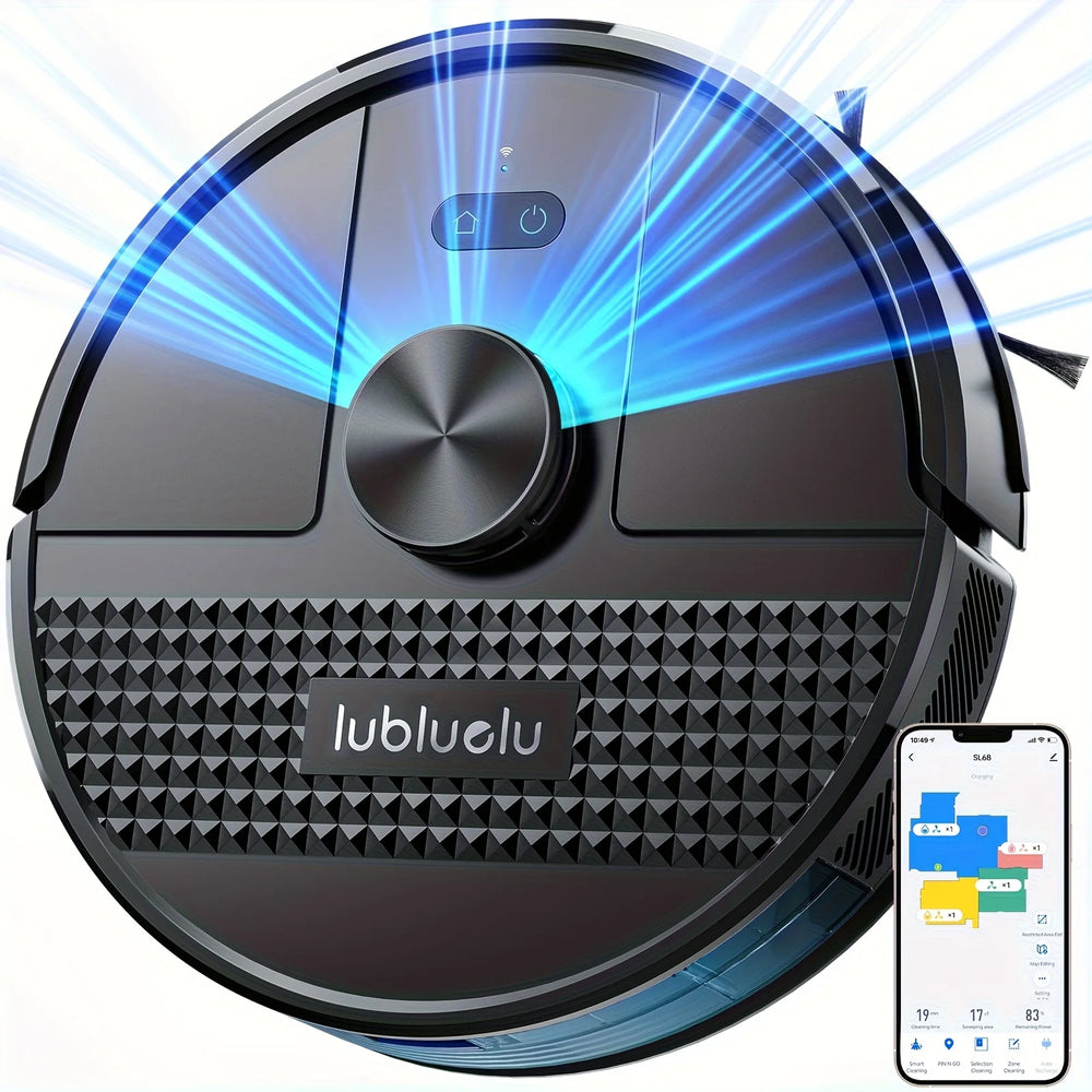 Lubluelu SL68 robot vacuum black front view with LED lights