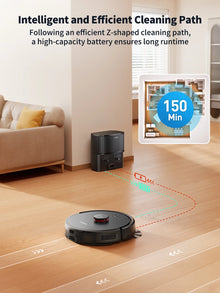 Laresar L20 robot vacuum lifestyle, black with efficient cleaning path