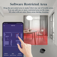 ABIR X8 app interface lifestyle shot showing restricted area controls