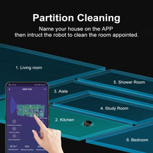 ABIR X8 robot vacuum black and blue mapping app control detail on white