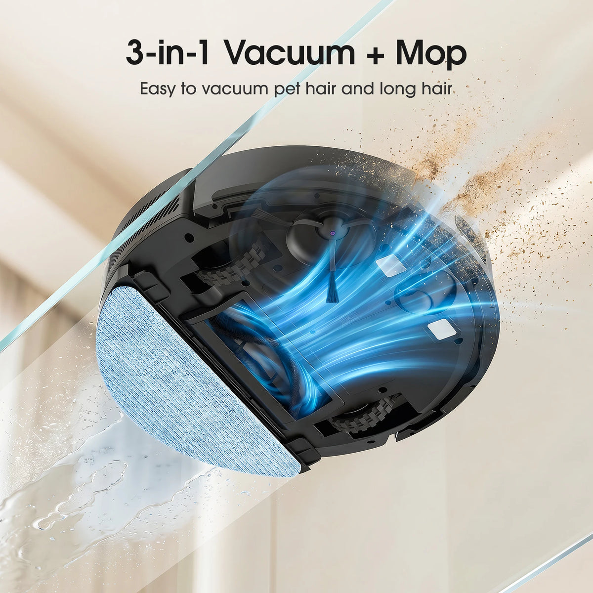 Lubluelu SL60 Max+ robot vacuum detail showing vacuum and mop