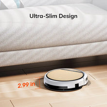 ILIFE V5s Ultra lifestyle shot, ultra-slim gold and black robot vacuum
