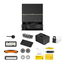 Deerma X80 Ultra packaging front view, black and orange robot vacuum