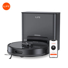 ILIFE T20s robot vacuum lifestyle, compact black and white design