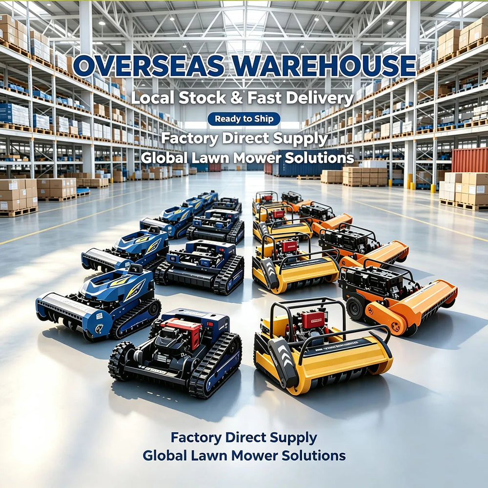 AIWEIYA agricultural mowers lineup in warehouse studio setting