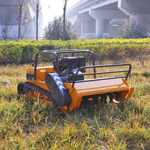 AIWEIYA orange flail mower front blade in grass outdoor view