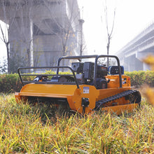 AIWEIYA orange tracked mower with front blade outdoor view