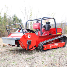 LEITE red tracked mower front view on natural background