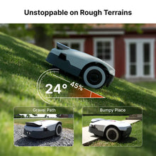 Anthbot Genie 800 off-road lifestyle shot on rough terrain and incline