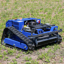 AIWEIYA tracked mower blue remote crawler, front view with front camera