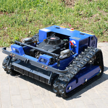 AIWEIYA tracked mower blue remote crawler, side view with front camera