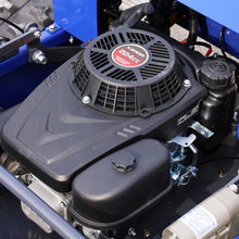 AIWEIYA tracked mower engine detail, black and red components close-up