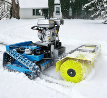 SAAO robot slope crawler snow blower, blue tracked wheels, lifestyle front view