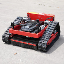 SAAO robot slope crawler snow blower, red tracked vehicle, studio side view