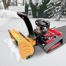 SAAO robot slope crawler snow blower, yellow tracked wheels, lifestyle side view