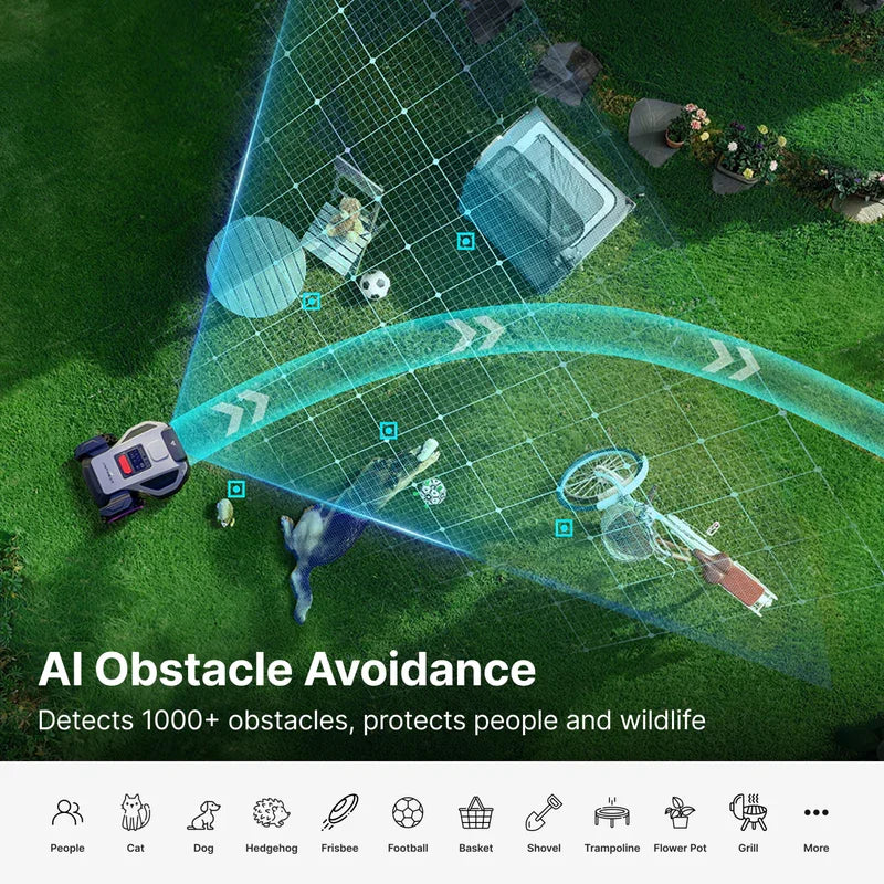 Anthbot M5+ lifestyle shot highlighting AI obstacle avoidance