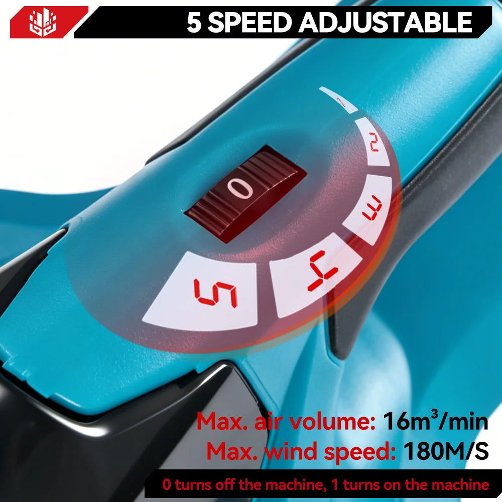 ONEVAN blower speed adjustment detail, 5 settings on blue housing