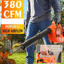 Podofo gas leaf blower in use, orange-black high airflow lifestyle