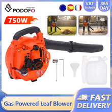 Podofo gas leaf blower orange-black packaging shot with accessories