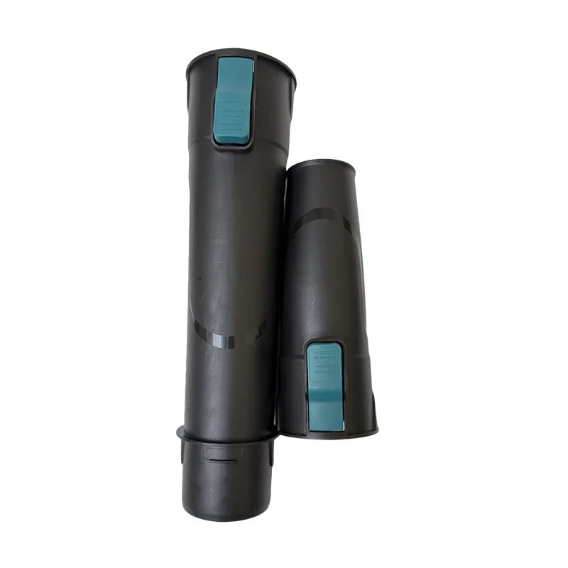 Makita leaf blower accessories detail, two tubes, black and blue