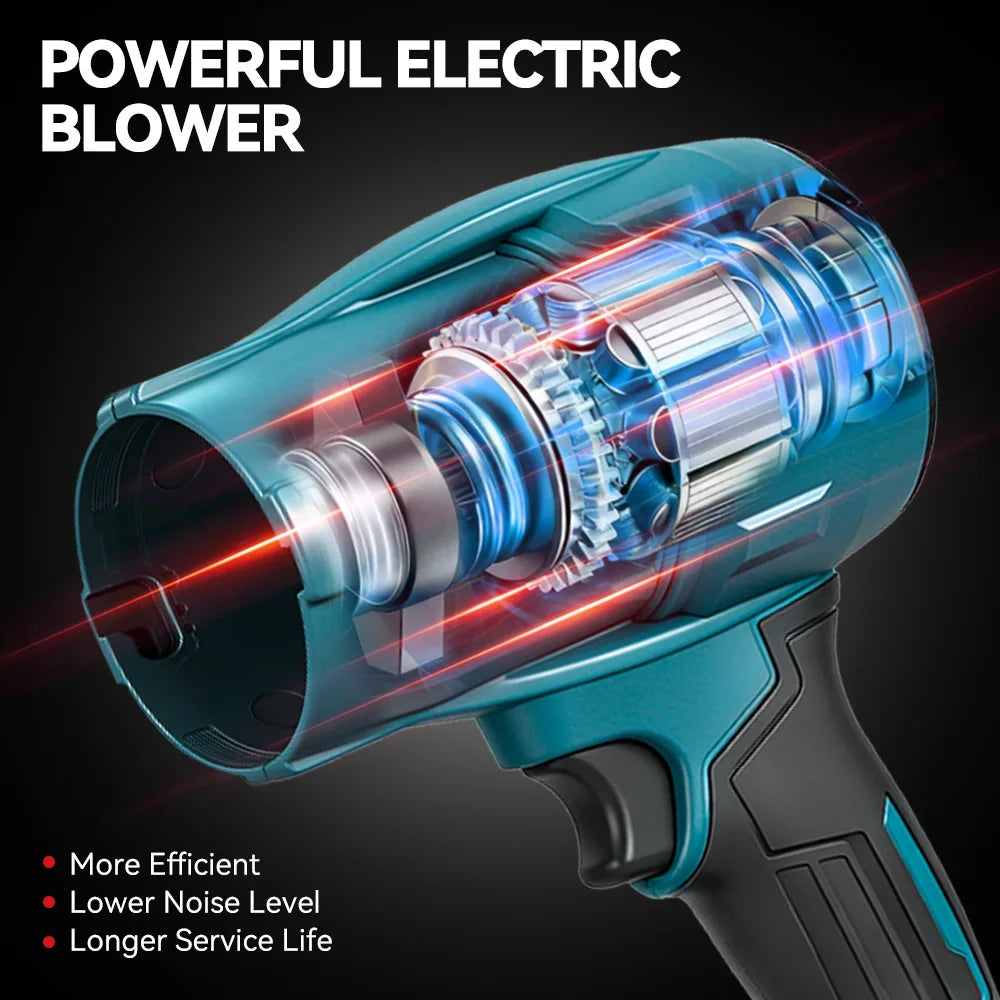 ONEVAN electric blower detail with transparent casing and blue motor housing