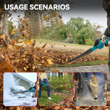 ONEVAN blower in use lifestyle shot, outdoor fall leaves cleaning