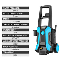 Gisam pressure washer side view, pressure settings and hose inlet