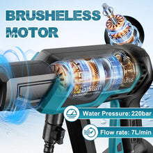 Gisam brushless motor close-up, blue and orange components