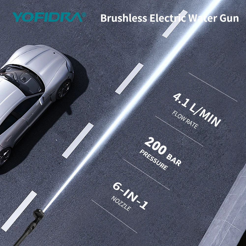 Yofidra car on road lifestyle shot with water spray and light beam