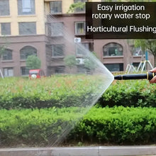 Water mist spray in action from nozzle, clear and black, outdoor setting