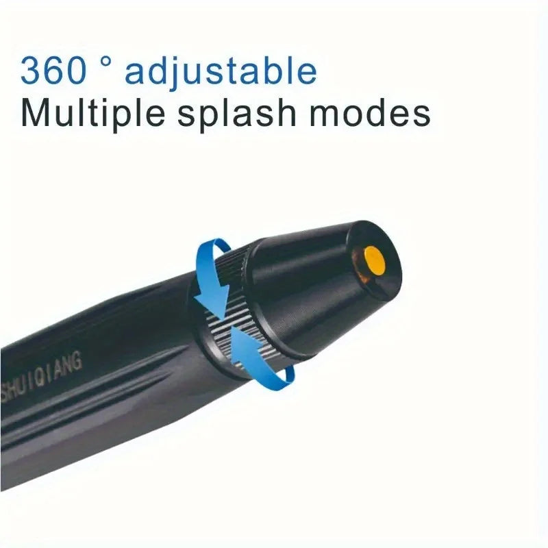 Adjustable nozzle detail with multiple splash modes, black blue and yellow