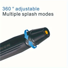 Adjustable nozzle detail with multiple splash modes, black blue and yellow