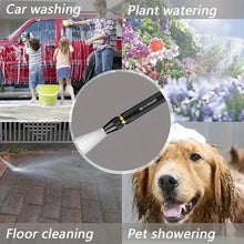 Nozzle in use for car washing and plant watering, black and yellow