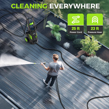 Pressure washer cleaning roof area with water spray outdoors