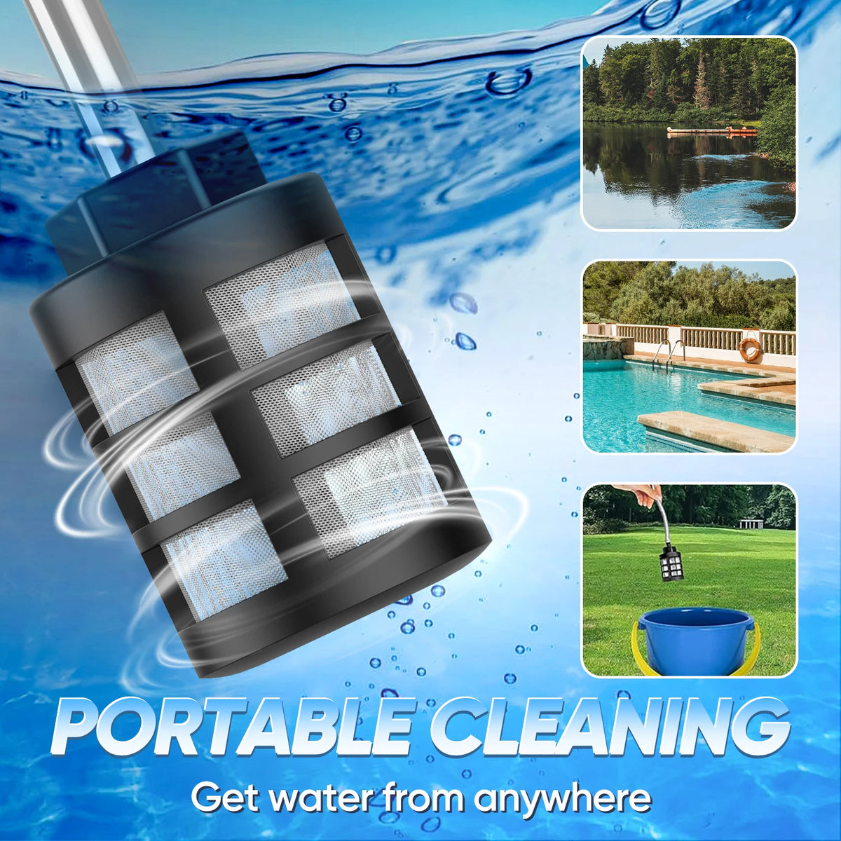 Portable cordless pressure washer lifestyle, blue black