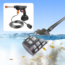 Cordless pressure washer water tool, submerged device in use