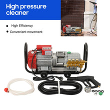 High pressure cleaner front view, compact design in red and black