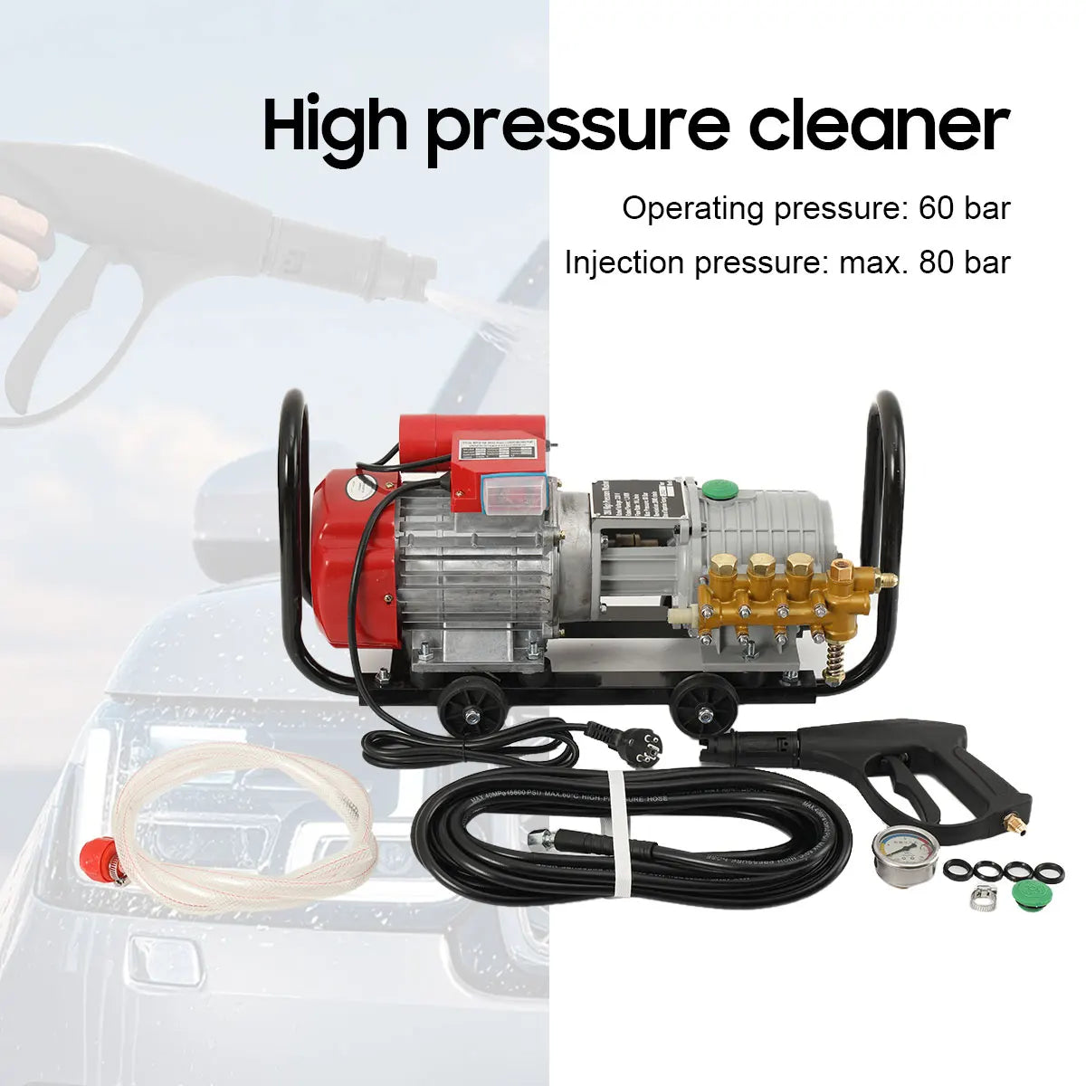 High pressure washer with pressure settings, versatile use