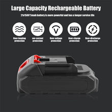 Battery pack close-up with LED indicator, rechargeable packs in black and red