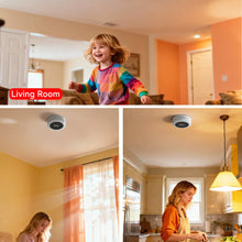 CPVan smoke CO detector, lifestyle family setting with multiple units in black and white
