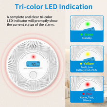 2 in 1 WiFi smoke CO detector LED status illustration, tri-color indicator