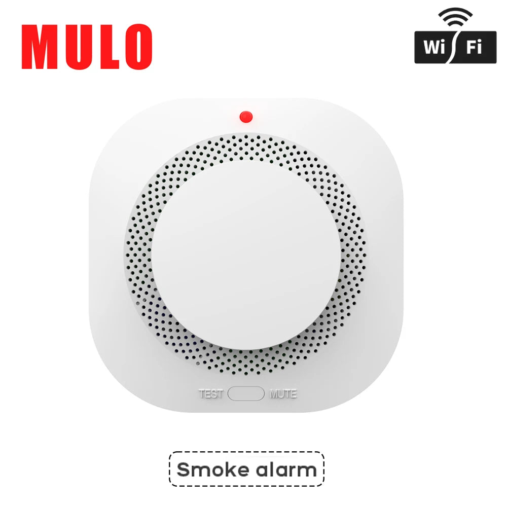 ZigBee WiFi smoke detector white control knob with red indicator light
