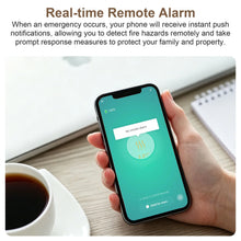 ZigBee WiFi smoke detector smartphone alert screen, real-time notifications