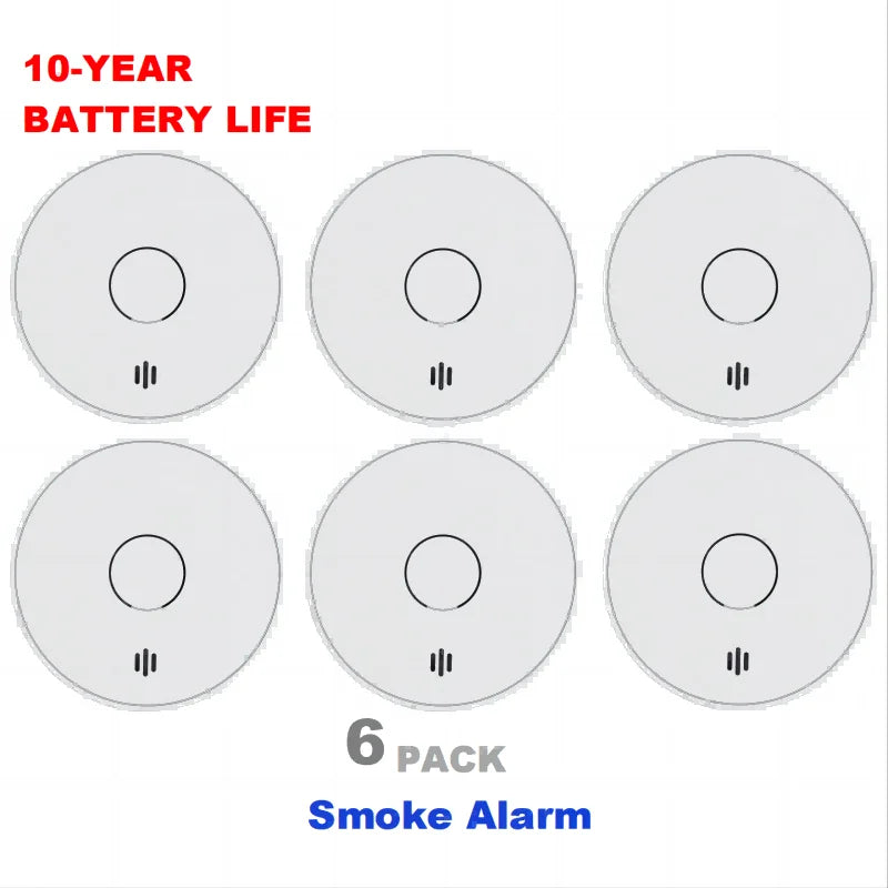 V-Come smoke alarm white front view with 10-year sealed battery feature