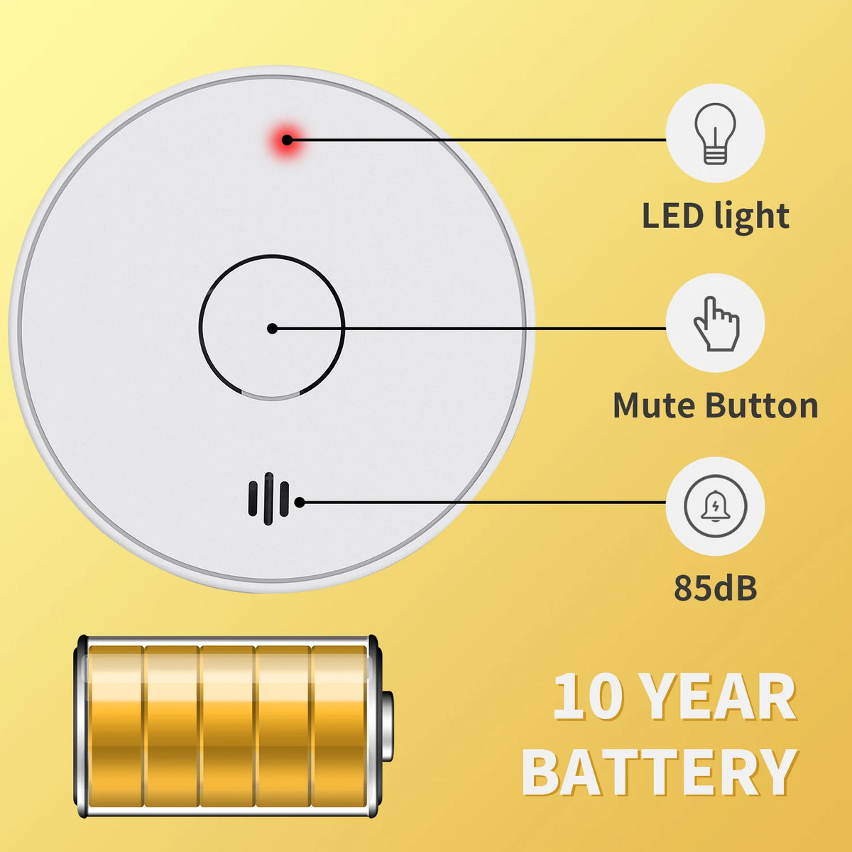 V-Come smoke alarm white with LED light lifestyle shot