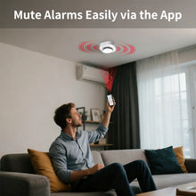 PGST WiFi smoke detector app control lifestyle, man using phone